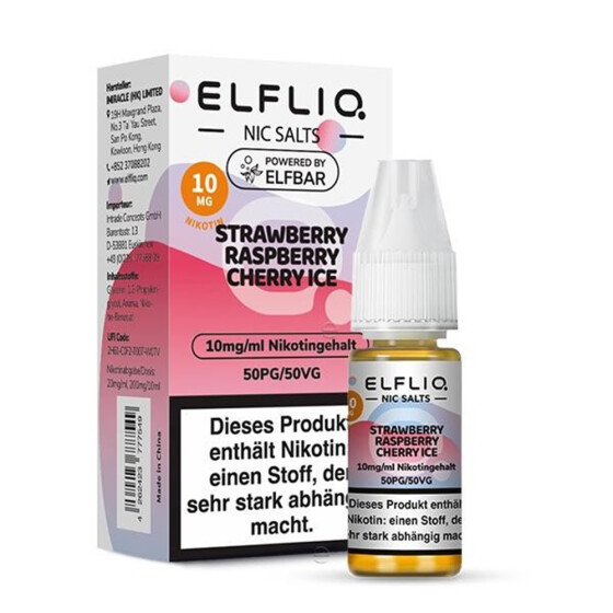 Elfliq by Elfbar Strawberry Raspberry Cherry Ice 10ml Nikotinsalz Liquid 10mg